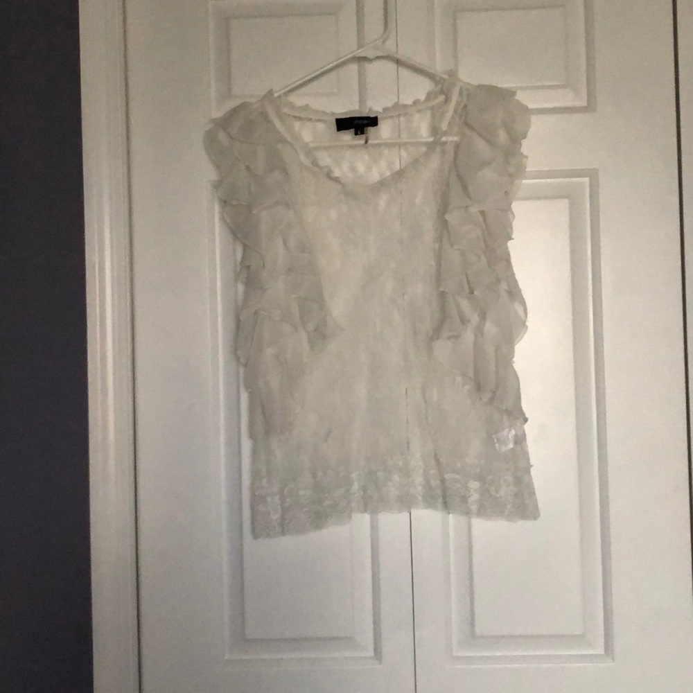 White lace ruffle top